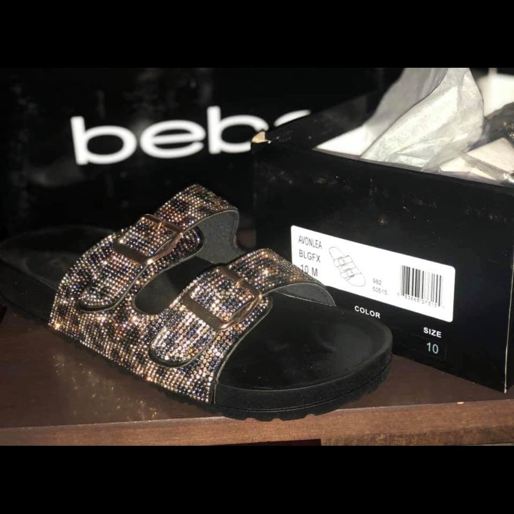 Brand New Rhinestone Bebe Slides Size 10